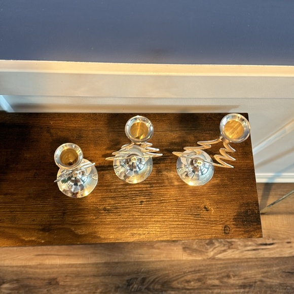 Vintage 1995 International Silver Co. set of 3 silverplated tree candlesticks - Picture 3 of 11